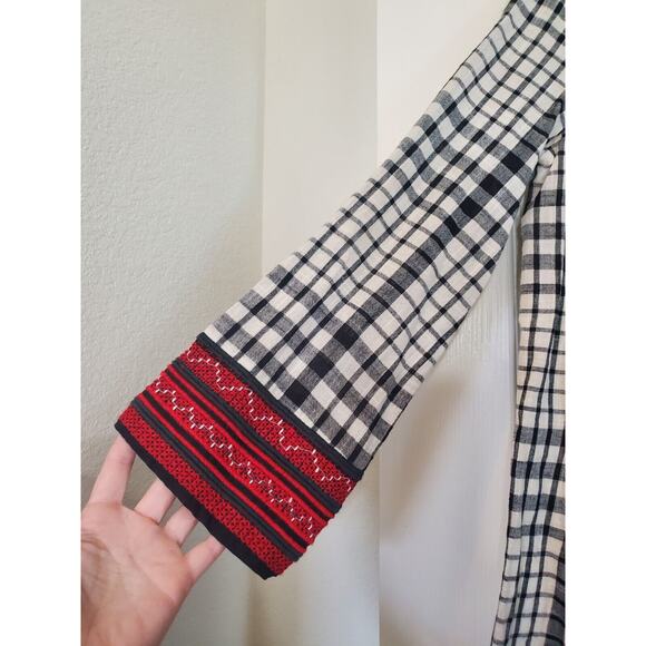 Zara Trafaluc Plaid Embroidered Drop Waist Super Cute Mini Dress, Size Small - Picture 5 of 13